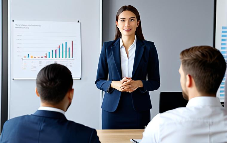 **

"A professional woman, fully clothed in a stylish business suit, giving a presentation in a modern office. The background shows a diverse team collaborating. The scene emphasizes success and career advancement, appropriate attire, safe for work, perfect anatomy, correct proportions, professional, modest, family-friendly, high quality."

**